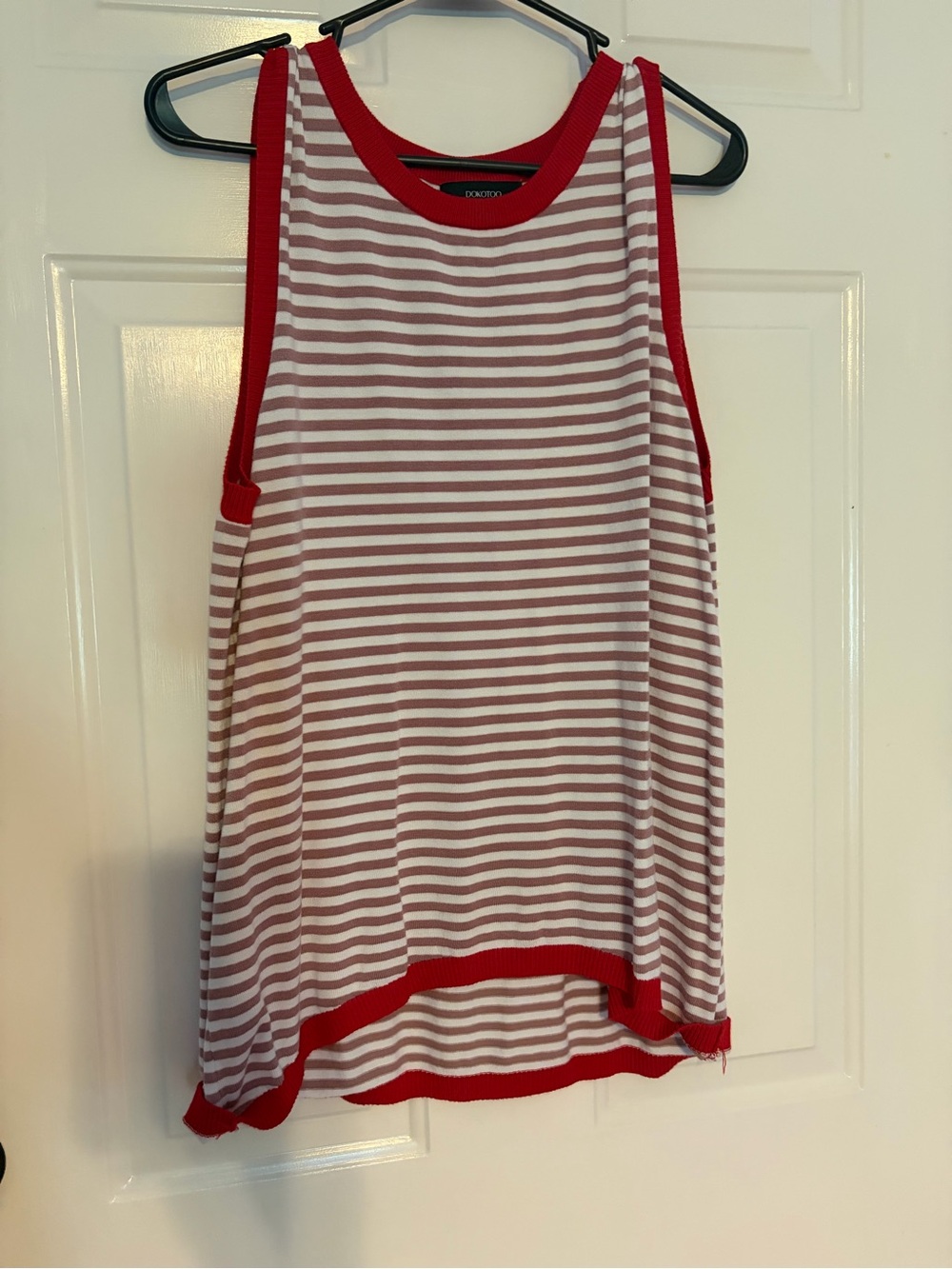 Red & White Striped Women's oversized Tank Top by Dokotoo